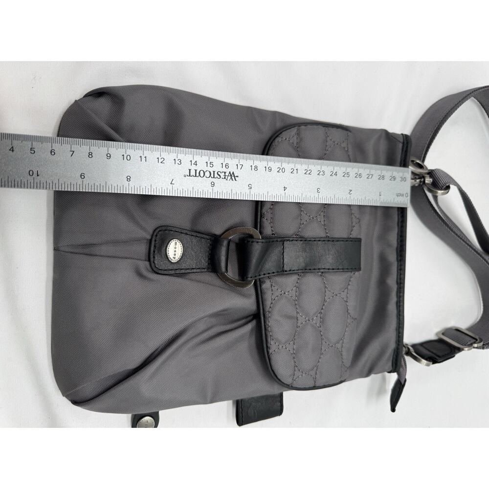 Mosey Life by Baggallini Caster Cross Body Purse Gray Lavender Lining Preowned - Picture 11 of 14